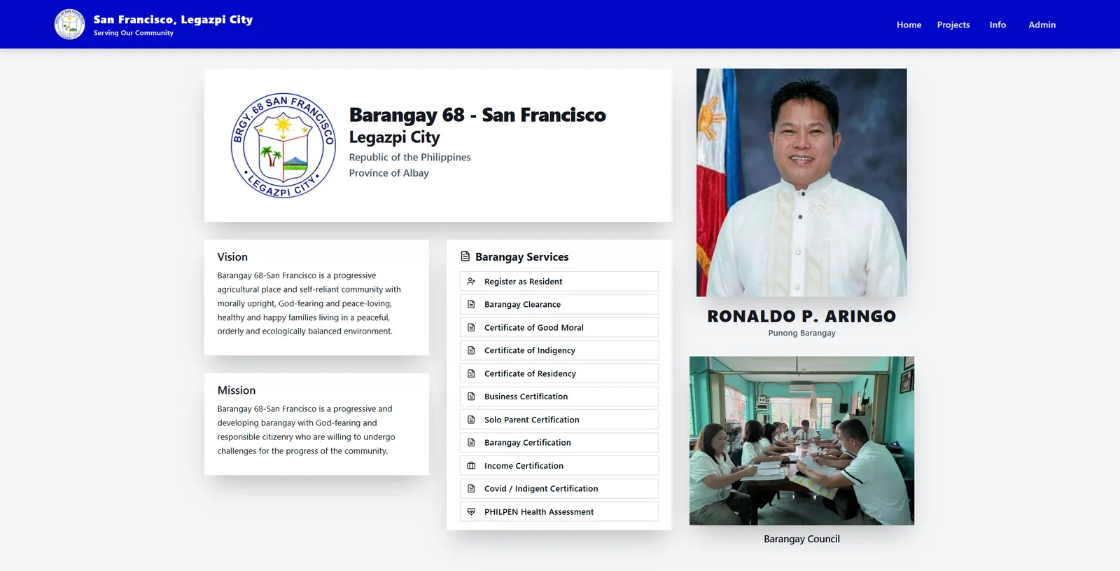 Barangay 68 — San Francisco, Legazpi City — barangay portal running on ByteBento BOS